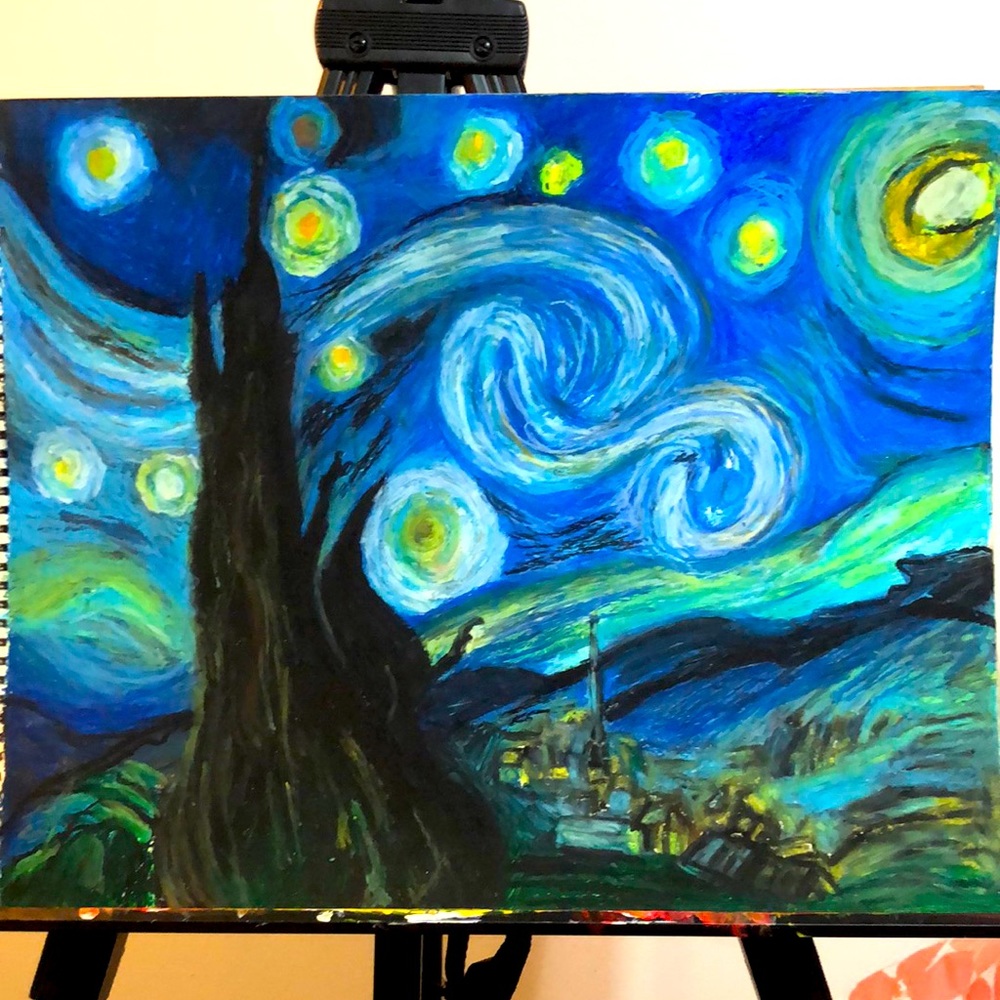 Van gogh Starry night ilustration inspired  by original painting